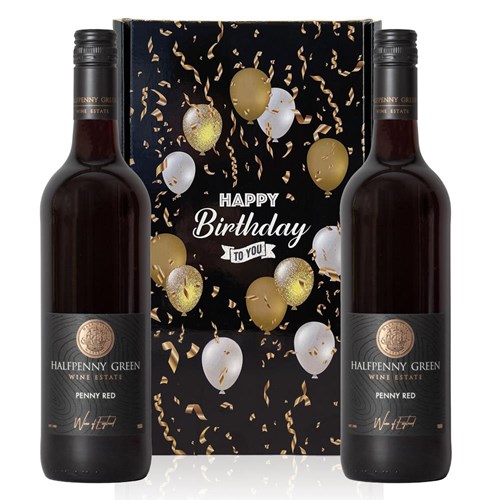 Halfpenny Green Penny Red Wine 75cl Happy Birthday Wine Duo Gift Box